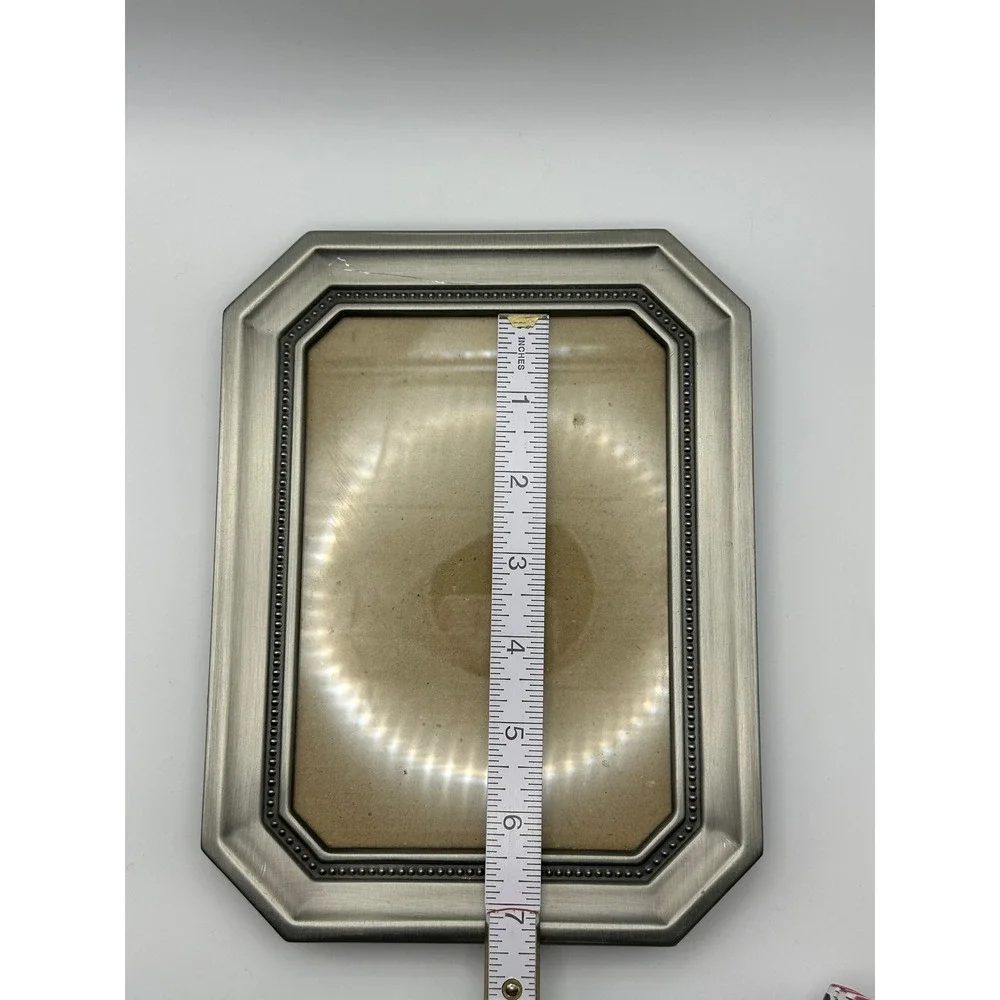 Burnes of Boston‎ Pewter Beaded Octagon Picture Frame 4x6 Tabletop Decor Silver